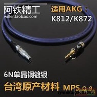 【yiyi】進口6N單晶銅鍍銀適用於AKG K812/K872耳機線發燒級3.5升級線6.35