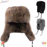 CACTU Faux Rabbit Fur Hat, Ear Protection Soft Fur Bomber Hat,  Windproof Winter Warm Thickened Wint
