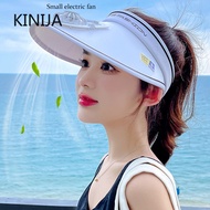 Summer UV Protection Visor women Beach Hat 3-speed Regulation Electric Fan Empty Top Hat Holiday Sunshade Bicycle Sun Hat