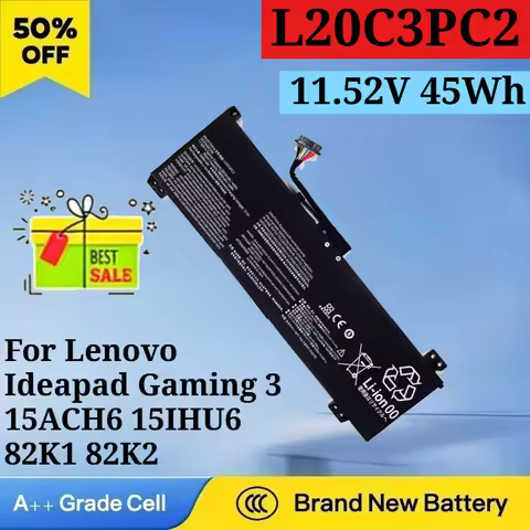 New L20C3PC2 11.52V 3910mAh 45Wh Laptop Battery for Lenovo Ideapad Gaming 3 15ACH6 15IHU6 82K1 82K2 