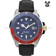 TIMEX TW2V72200 Men's Analog Watch Harborside Coast Date Magnifier Automatic 43mm Black Leather Stra