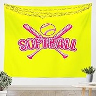 Softball Tapestry Ball Games Theme Tapesrties Décor Living Room Bedroom Yellow Pink Wall Hangings Ar