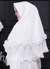 JILBAB SYARI PUTIH / KHIMAR SYARI BAHAN CERUTY