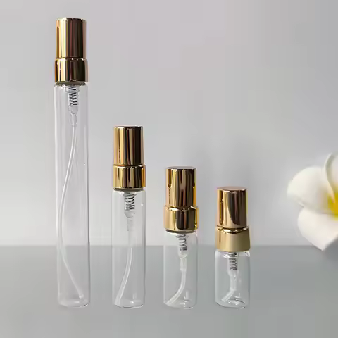 30/100pcs 2ml/3ml/5ml/10ml Glass Refillable Perfume Bottle with Black Cap Travel Empty Spray Bottle 