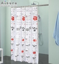 aisuru - [小貓控浴簾] 防水防霉加厚PEVA浴簾配塑料C環 (180*200cm)