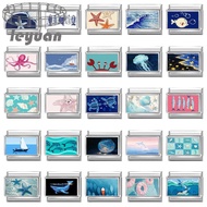 Photo Print Summer Ocean Italian Charm Bracelet Fit 9mm Stainless Steel DIY Jewelry Making Accessori