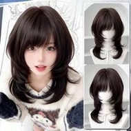 วิกผมสังเคราะห์สำหรับผู้หญิง 1 ชิ้น ขนาด 18 นิ้ว ทรงผม Mullet แบบมีเลเยอร์สูง วิกผมสีดำ Wolf Cut พร้