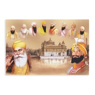 Guru Nanak Dev Ji with Gobind Singh Ten Sikh Gurus Poster Print Canvas Paintings Posters Wall Art Fo