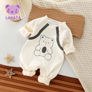 Bộ dài tay bé gái LANATA dễ thương Bodysuit dài tay cho bé gái bé trai chất cotton Quần áo sơ sinh c
