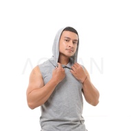AGMAN Hoodie Gym Rompi Tanpa Lengan Pria Polos Tebal Keren Terbaru Bahan Babyterry