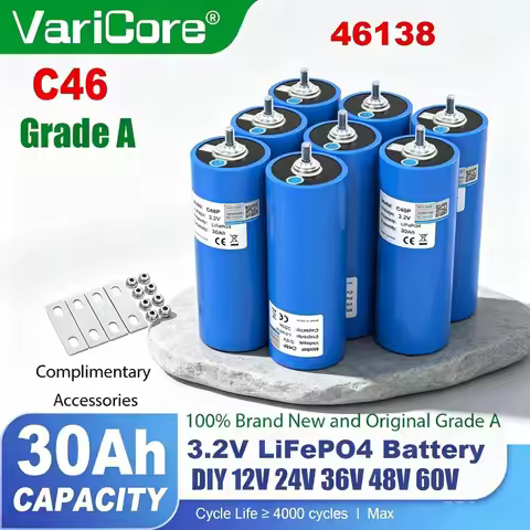 3.2V 30Ah LiFePO4 Battery 46138 6C Phosphate Cell for 4S 8S 12V 24V 36V 48V Golf Cart Motorcycle Car