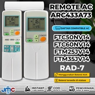 Remote Remot AC Daikin ARC433A73 ARC433A106 FTC50NV14 FTC60NV14 FTM25JV14 FTM35JV14 FTE50KV14