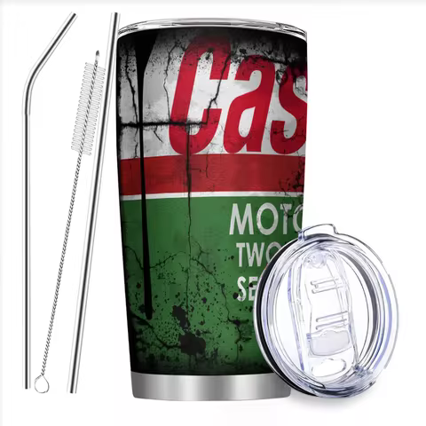 20oz WD40 Engine Oil Filter Print Stainless Steel Vacuum Insulated Tumbler with Straw Lid, Thermal M