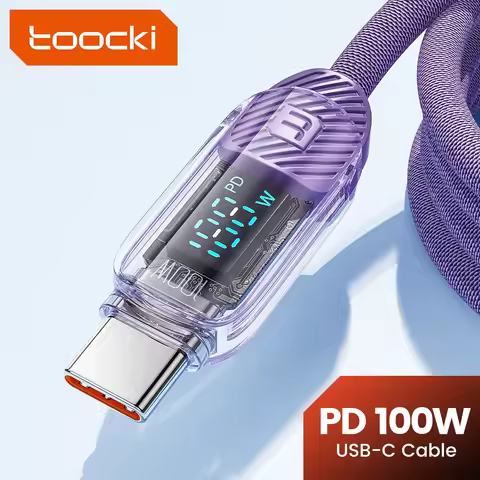 Toocki 60W/100W USB C Cable Digital Display Type C To Type C Fast Charging Cable For Huawei Xiaomi S