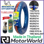 MICHELIN CITY GRIP PRO T/L FREE TIRE SEALANT &amp; PITO 70/90/14 80/80/14 80/90/14  90/90/14 90/80/14 110/80/14 110/70/13 130/70/13