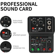 Portable Audio Interface Professional Mini External Sound Card Mixer 48V Computer Guitar Studio Dual