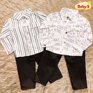 Set of boys' clothes, 8-20kg Korean style shirts with long-sleeved shirts with cool pants Baby-S - SST002