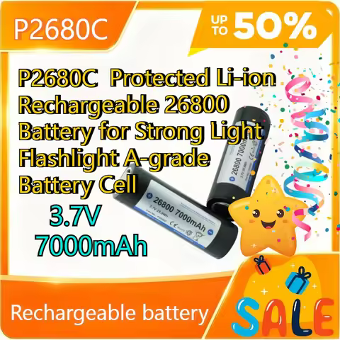 3.7V 7000mAh High-Capacity P2680C Protected Li-ion Rechargeable 26800 Battery for Strong Light Flash
