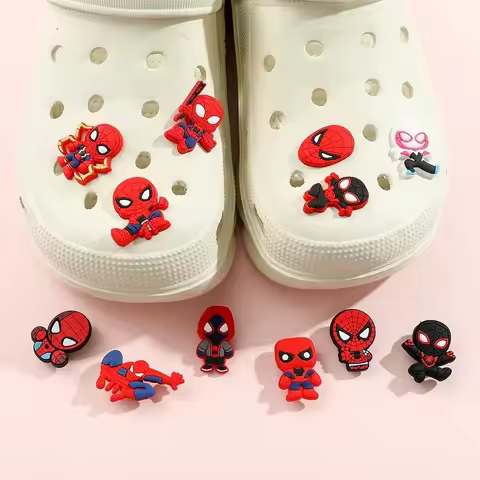 12/13pcs Spider-Man Shoe Charms Miles Spider Gwen Accessories PVC Shoes Buckles Decoration For Birth
