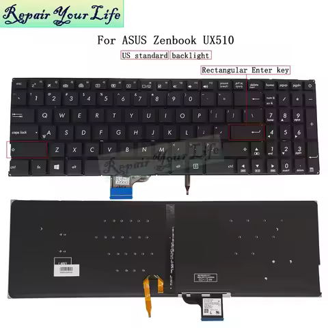 US Russian Backlit Keyboard For Asus ZenBook UX510 UX510U UX510UW UX510UXK UX510UX RU-EN Laptop Keyb