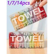 1/7/14pcs Thick Compressed Facial Towels, Wet/Dry Use, Portable Travel Face Towels, Expand To Approx