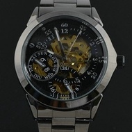 [SK26] Luxury Titanium Black Automatic Skeleton Mechanical Stainess Steel Band Mens Military Watch