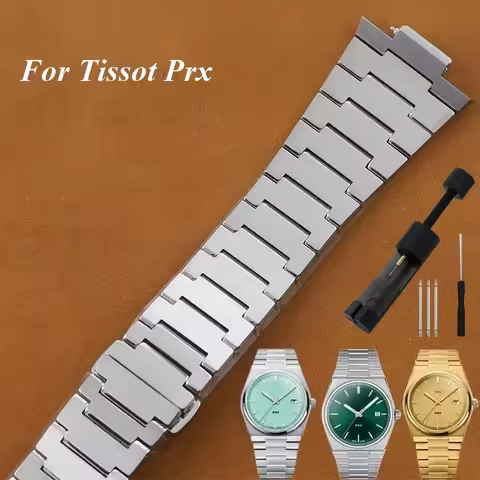 Solid Stainless Steel Bracelet 12mm Watch Strap For Tissot PRX T137410A/T137407A Man Band Adjustable