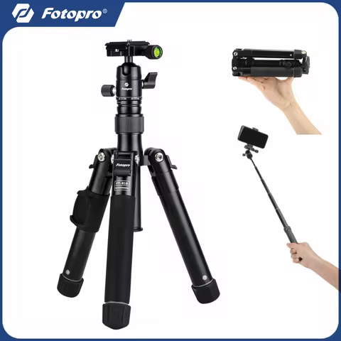 Fotopro Mini Camera Phone Tripod 140CM Lightweight Travel Tripod with Ball Head Phone Mount Detachab