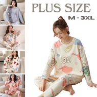 Women's Long Sleeves Pyjamas Baju Tidur Perempuan Plus Size Korean Style Women's Sleepwear Pyjamas W