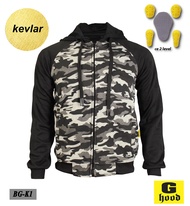 เสื้อฮู้ดการ์ดเครฟล่า Kevlar Aramid Fiber พรางเทาแขนดำ การ์ดce2