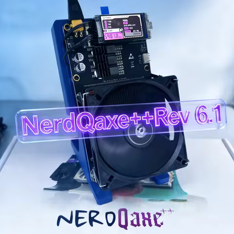 Bitaxe NerdQaxe++ 6TH/s Rev 6.1 ASIC Bitcoin Miner - 100W Dual Fans, Solo BTC Mining, 2.4G WiFi, Ope