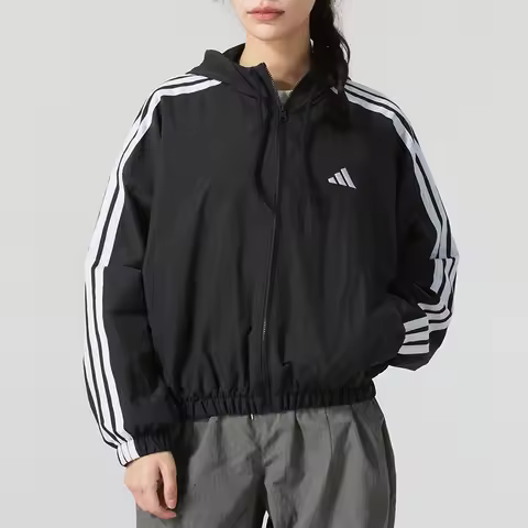 Adidas (Adidas) Women's Sports Casual Wear Woven Windbreaker Hooded Cardigan Breathable Jacket Top J