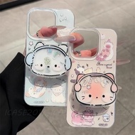 Super Cute Headset Cat Shaking Music Stand Samsung S26 S25 S24 S23 Ultra S22+S21 FE A51 A52s Shock-R