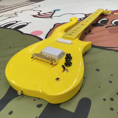 Yellow Cloud Bass Guitar, Mahogany Body Bass Guitars, Maple Neck Single Coil Pickup Bass Electric Gu