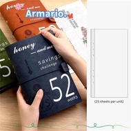 ARMARIO 52 Week Savings Challenge Binder, 6-holes Reusable Savings Binder, A5 with Cash Envelope Lea