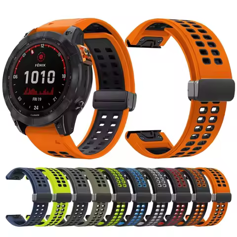 QuickFit 22MM 26MM Silicone Magnetic D Buckle watch strapFor Garmin Fenix 6XPro 5XPlus EPIX Gen2 TAC