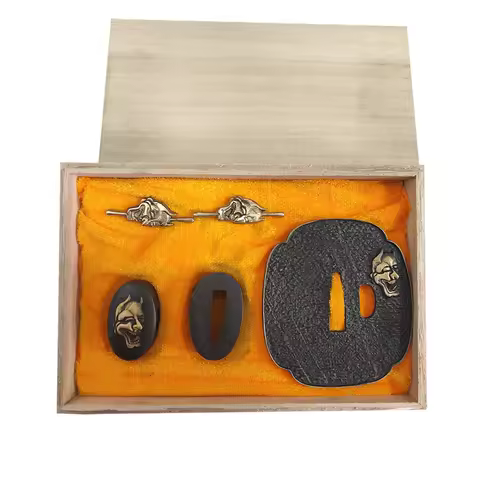 Ghost Tsuba Guard-Set, Japanese Samurai Sword, Brass Material, Fuchi Kashira Menuki,Katana Sword Acc
