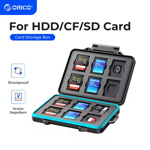 ORICO SD Memory Card Storage Case Micro SD Card Storage Holder Case Waterproof Soft Lining for HDD/C