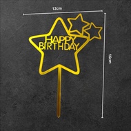 Topper Cake Happy Birthday Bahan Akrilik Hiasan Kue Ulang Tahun Acrylic Dekorasi Tusukan Kue Ultah T
