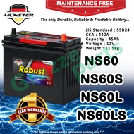 Münster Robust MF CMF NS60 | NS60S |  NS60L | NS60LS | 55B24 (45AH) Car Battery Bateri Kereta Proton