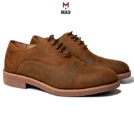 Oxford Captoe MAD Shoes Wax Crazy Horse men's office dress Shoes, high quality Crazy Horse waxed cow