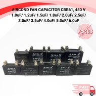 AIRCOND FAN CAPACITOR CBB61, 450 V 1.0uF/ 1.2uF/ 1.5uF/ 1.8uF/ 2.0uF/ 2.5uF/ 3.0uF/ 3.5uF/ 4.0uF/ 5.