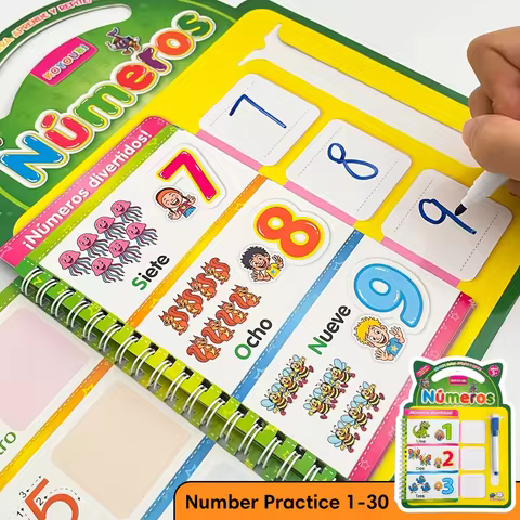 Reusable Spanish Number Writing and Matching Workbook - Developing Digital Cognition and Fine Motor 