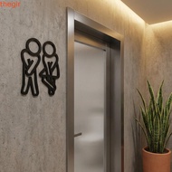 THEGIRL8B WC Door Signs, 2D Flat Funny Toilet Signage, Modern 12cm Decorative Wooden Gender Signs Me
