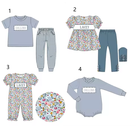 Hot Sale Children New Design Children Clothing Sets Baby Girl Boy Customization Embroidery Smocked C