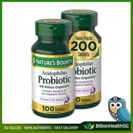 [sgstock] Nature’s Bounty Acidophilus Probiotic, Daily Probiotic Supplement, Supports Digestive Health, Twin Pack, 200 T