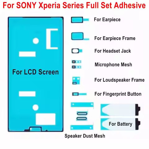 LCD Sticker Front Frame Glue Ear Speaker Loudspeaker Dust Mesh Net Full Set Adhesive For SONY Xperia