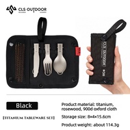 Mountainhiker | CLS 4 pcs 1 Set Portable Outdoor Camping Travel Picnic Foldable Titanium Cutlery Set