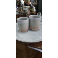 bag of hagi husband and wife cups and set of 7 kutani cups painted in gold ️ ️ ️