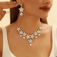 Full Diamond Necklace Set Bridal Jewelry Style Banquet Party Fashion Jewelry Set High-End Feeling260
